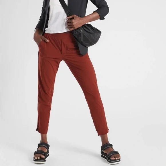 Athleta Brooklyn Ankle Pant Cinnamon Red Travel Lightweight Business Casual Pant - Picture 14 of 14
